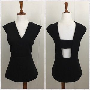 41 Hawthorn Black V-Neck Tank with Open Back Strap Detail